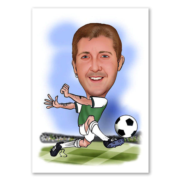 Karikatur vom Foto - Fussball-Star (ca1114) - Lustige individuelle Karikatur vom eigenen Foto