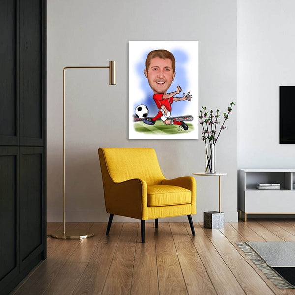 Karikatur vom Foto - Fussball-Spieler (ca1154) - Lustige individuelle Karikatur vom eigenen Foto