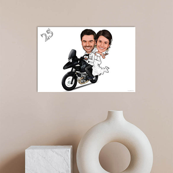 Karikatur vom Foto - Biker Hochzeit (ca1190) - Lustige individuelle Karikatur vom eigenen Foto