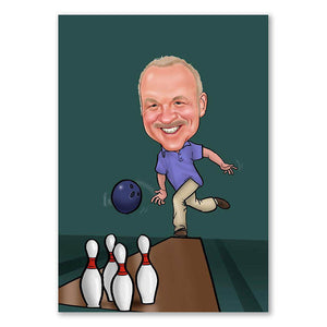 Karikatur vom Foto - Bowling (ca157) - Lustige individuelle Karikatur vom eigenen Foto