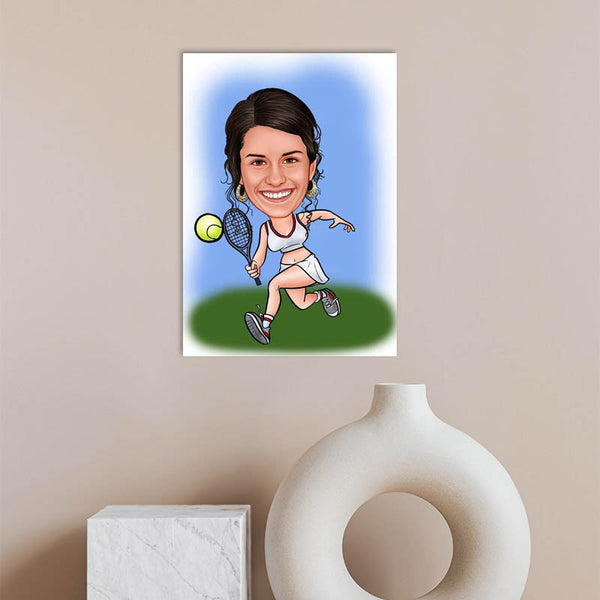 Karikatur vom Foto - Tennis (ca179) - Lustige individuelle Karikatur vom eigenen Foto