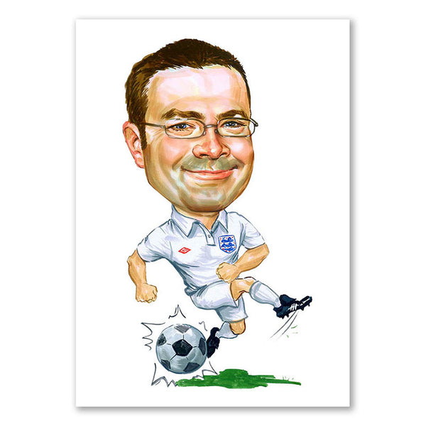 Karikatur vom Foto - Fussballspieler Weiss (ca2027) - Lustige individuelle Karikatur vom eigenen Foto