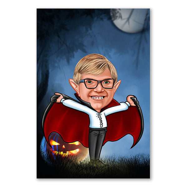 Karikatur vom Foto - Halloween Vampir (ca2057) - Lustige individuelle Karikatur vom eigenen Foto