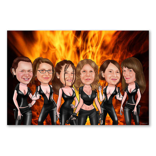 Karikatur vom Foto - On Fire (ca2066) - Lustige individuelle Karikatur vom eigenen Foto