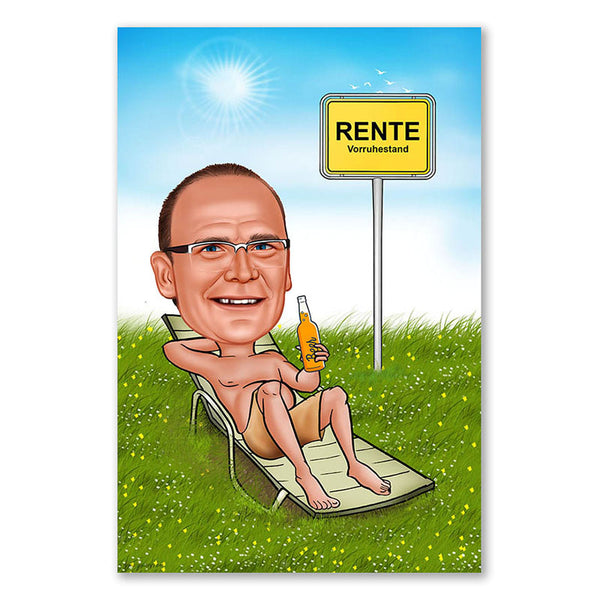 Karikatur vom Foto - Rente (ca2076) - Lustige individuelle Karikatur vom eigenen Foto