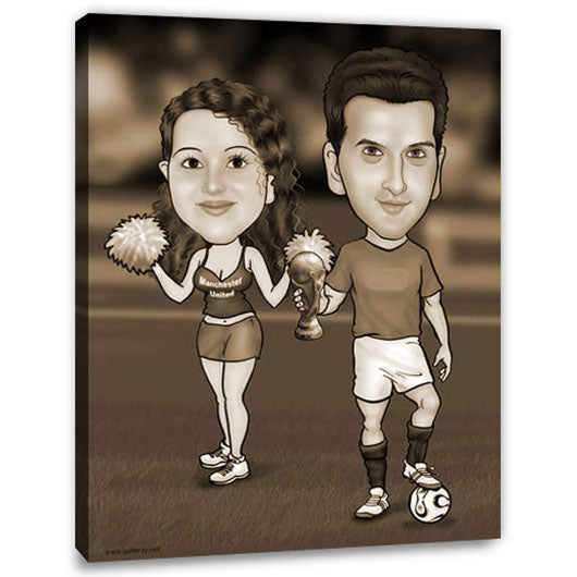 Karikatur vom Foto - Winner Soccer (andere Vereins-Shirts mgl.) Sepia (ca261se) - Lustige individuelle Karikatur vom eigenen Foto