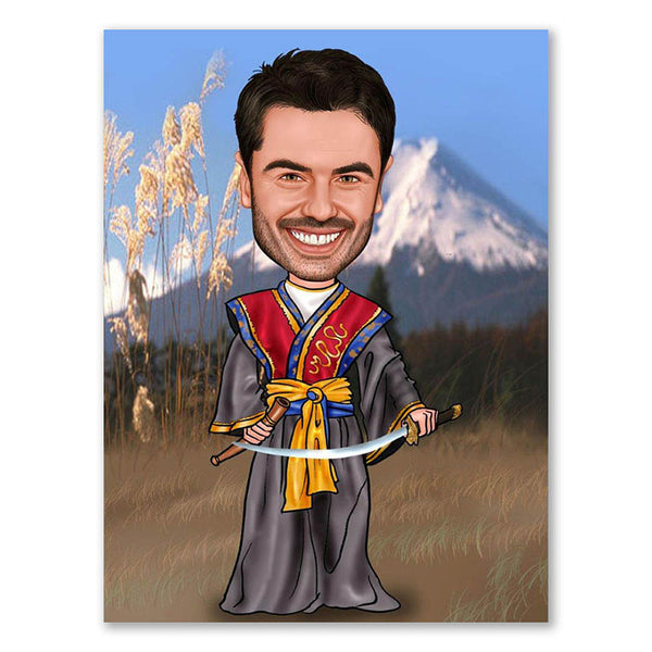 Karikatur vom Foto - Samurai (ca299) - Lustige individuelle Karikatur vom eigenen Foto