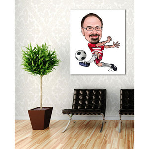 Karikatur vom Foto - Fussball weiss rot (andere Vereins-Shirts mgl.) WB (ca309wb) - Lustige individuelle Karikatur vom eigenen Foto