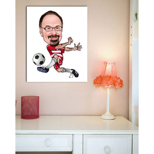 Karikatur vom Foto - Fussball weiss rot (andere Vereins-Shirts mgl.) WB (ca309wb) - Lustige individuelle Karikatur vom eigenen Foto