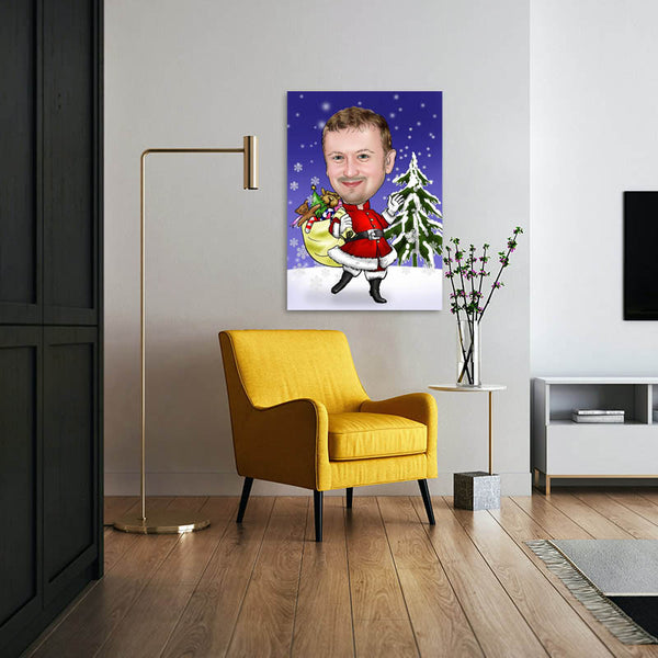 Karikatur vom Foto - Weihnachtsmann mit Geschenken (ca384) - Lustige individuelle Karikatur vom eigenen Foto