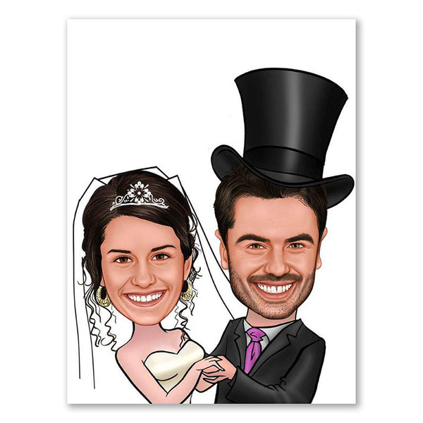 Karikatur vom Foto - Hochzeit SW (ca389) - Lustige individuelle Karikatur vom eigenen Foto