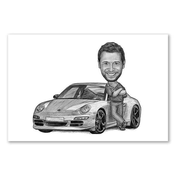 Karikatur vom Foto - Mein Auto (andere Automarken mgl.) Zeichnung (ca392pen) - Lustige individuelle Karikatur vom eigenen Foto