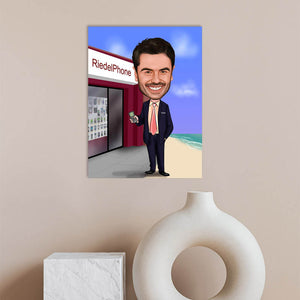 Karikatur vom Foto - Handy Shop (ca443) - Lustige individuelle Karikatur vom eigenen Foto