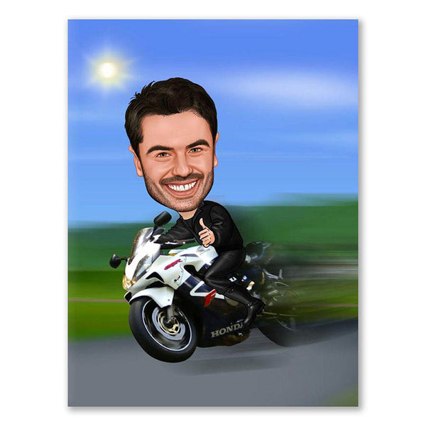 Karikatur vom Foto - Schneller Biker (ca587) - Lustige individuelle Karikatur vom eigenen Foto