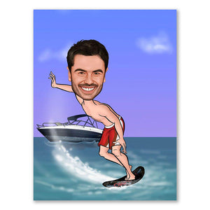 Karikatur vom Foto - Surfer (ca658) - Lustige individuelle Karikatur vom eigenen Foto