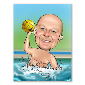 Karikatur vom Foto - sportlicher Wasserballspieler (ca679) - Lustige individuelle Karikatur vom eigenen Foto