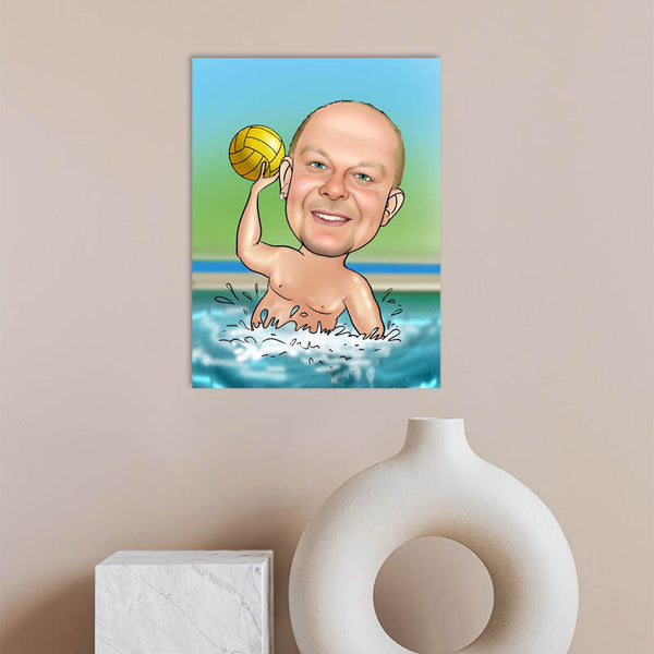 Karikatur vom Foto - sportlicher Wasserballspieler (ca679) - Lustige individuelle Karikatur vom eigenen Foto