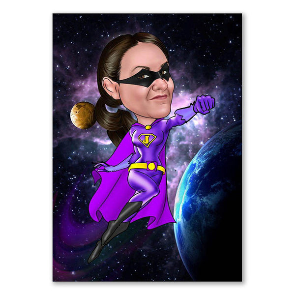 Karikatur vom Foto - Space Girl (ca692) - Lustige individuelle Karikatur vom eigenen Foto