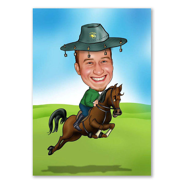 Karikatur vom Foto - Cowboy Ranger (ca717) - Lustige individuelle Karikatur vom eigenen Foto