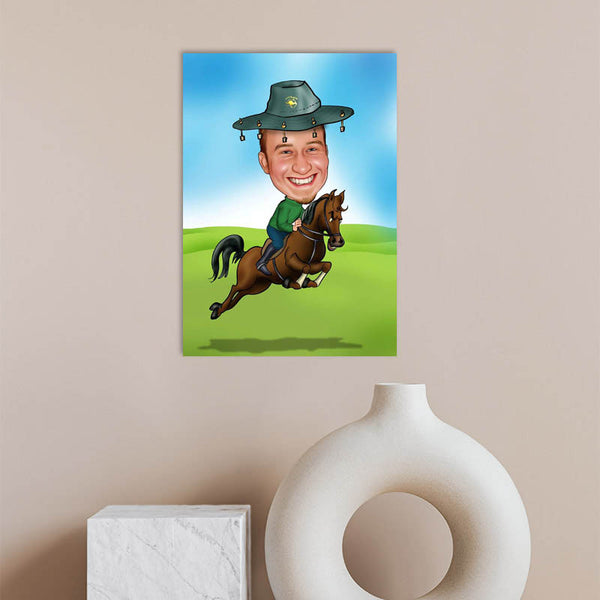 Karikatur vom Foto - Cowboy Ranger (ca717) - Lustige individuelle Karikatur vom eigenen Foto