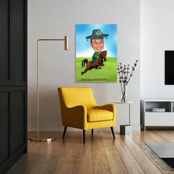 Karikatur vom Foto - Cowboy Ranger (ca717) - Lustige individuelle Karikatur vom eigenen Foto