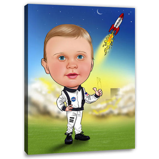 Karikatur vom Foto - Astronaut (ca955) - Lustige individuelle Karikatur vom eigenen Foto