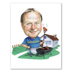 Karikatur vom Foto - Grillchef (cdi180) - Lustige individuelle Karikatur vom eigenen Foto