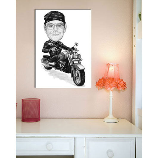 Karikatur vom Foto - Motorradfan SW (cdi384sw) - Lustige individuelle Karikatur vom eigenen Foto