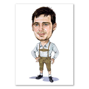 Karikatur vom Foto - Mann in Lederhose (cdi416) - Lustige individuelle Karikatur vom eigenen Foto