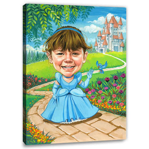 Karikatur vom Foto - Prinzessin in blau (cju147) - Lustige individuelle Karikatur vom eigenen Foto