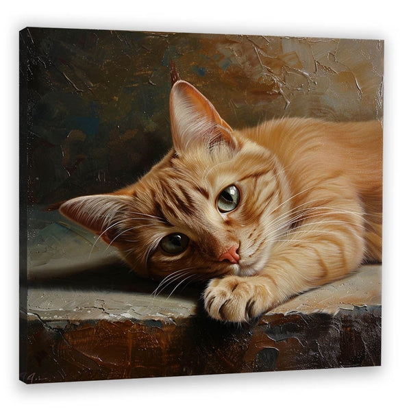 Retrato de gato sobre lienzo - pintura al óleo