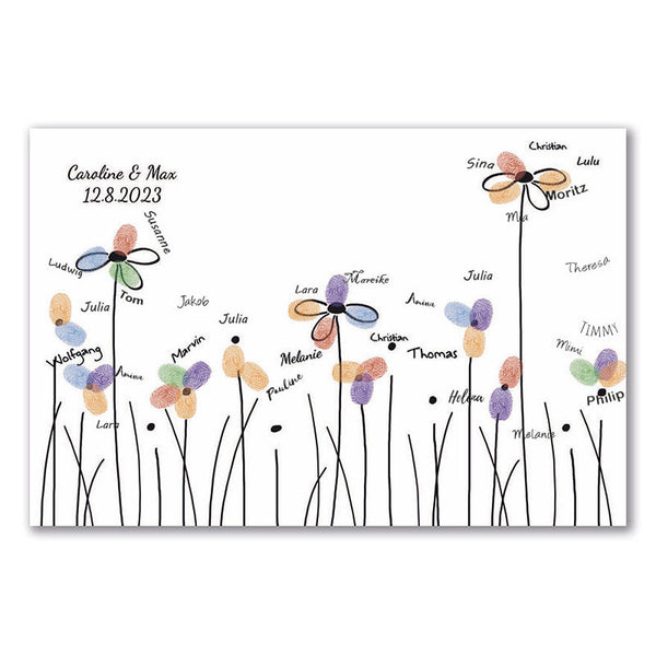 Fingerabdruck-Leinwand - Blumenwiese - Fingerabdruck Leinwand