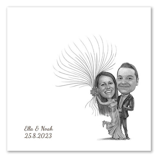 Fingerabdruck-Leinwand - Hochzeitspaar mit Ballons (fpca2059) - Fingerabdruck Leinwand