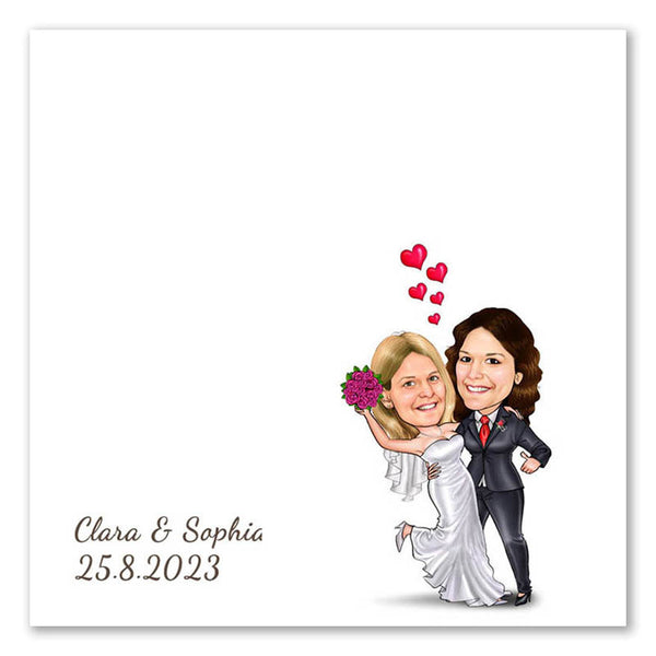 Fingerabdruck-Leinwand - Hochzeitspaar 2 Frauen (fpca1003) - Fingerabdruck Leinwand