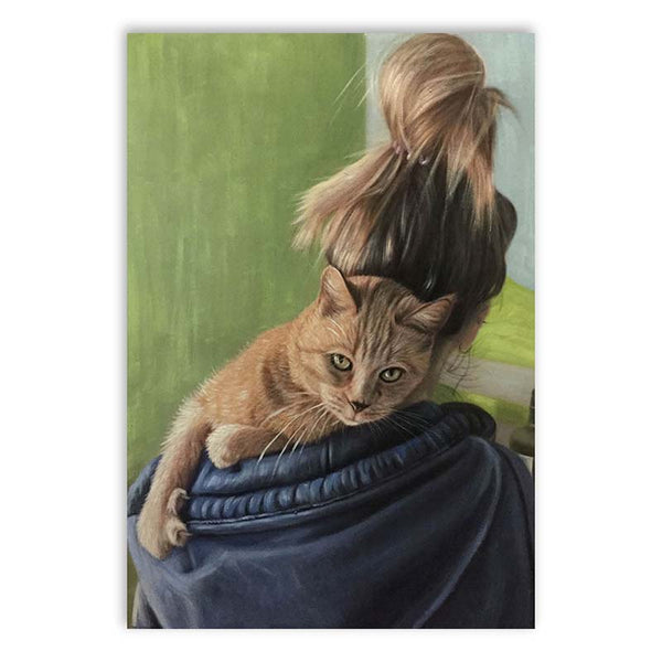 Retrato de gato sobre lienzo - pintura al óleo