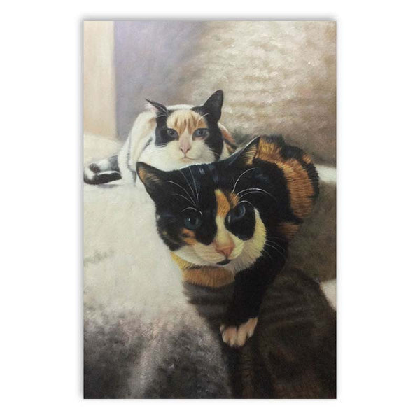 Retrato de gato sobre lienzo - pintura al óleo